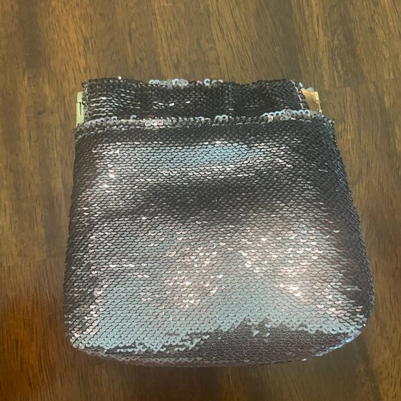 Anthropologie Purple Sequin Hand/Coin Purse 5" x 4" evening - Picture 2 of 5
